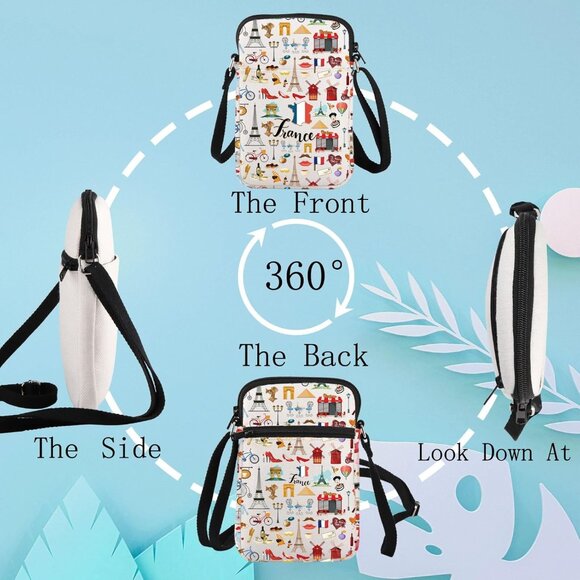 France Paris Landmarks Cross Body Shoulder Bag for Women Unisex Souvenir Gift - Picture 6 of 7